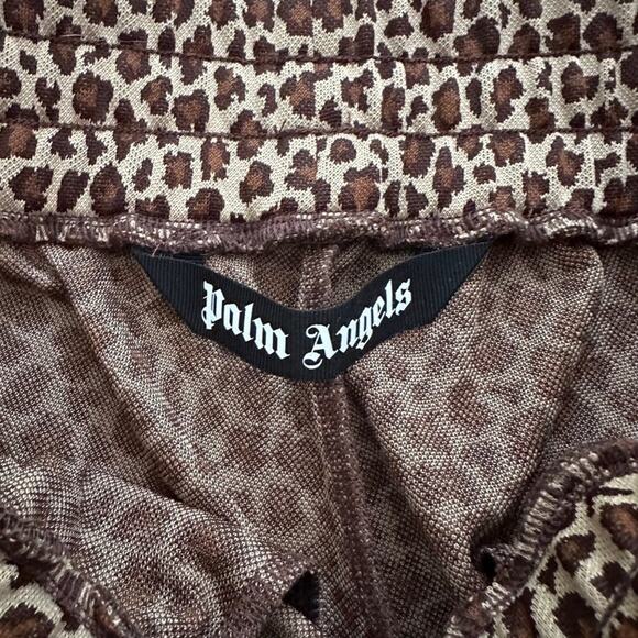 Palm Angels Leopard Print Jacquard Side Stripe Track Pants in Brown & White - Picture 4 of 6